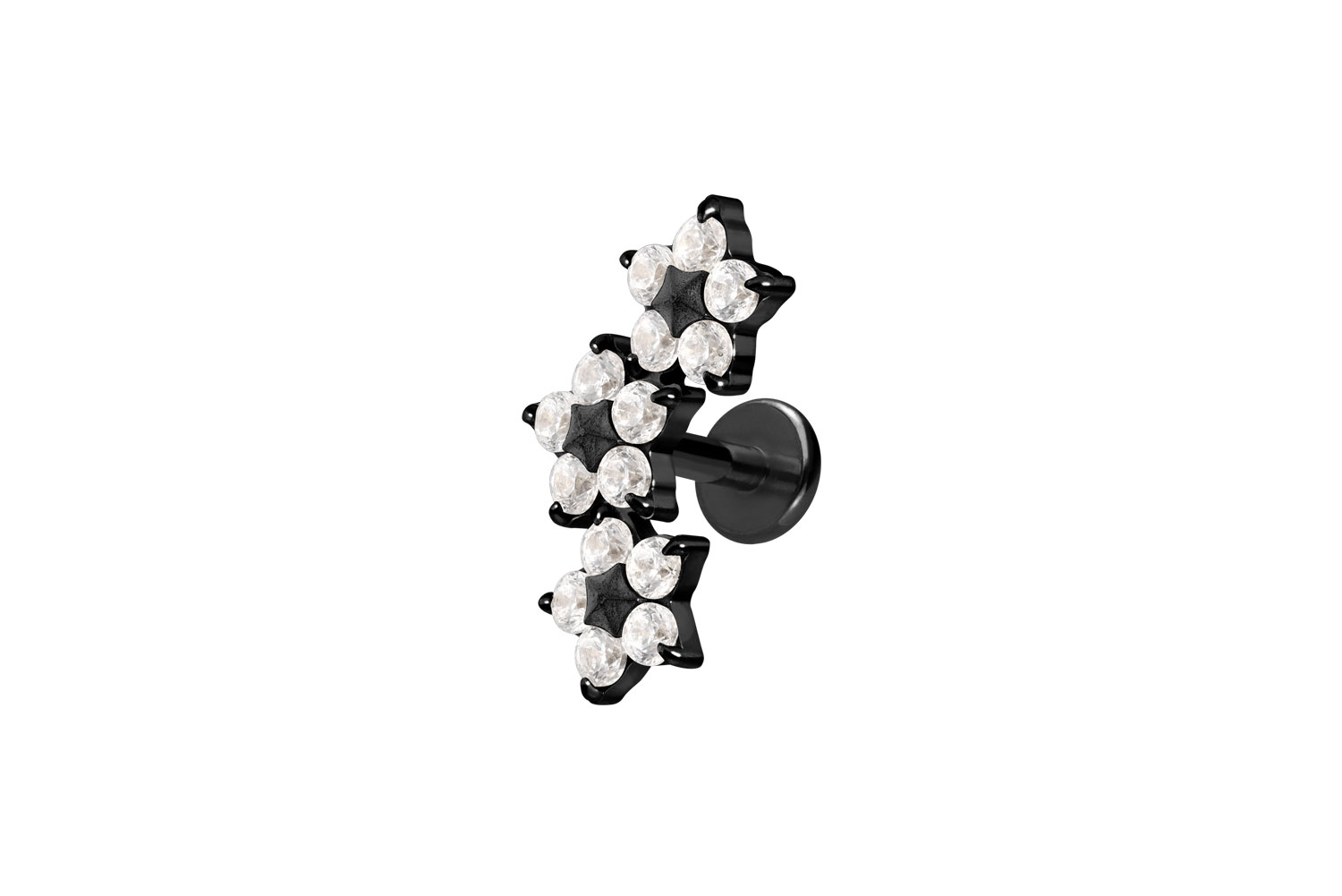 Titan Labret Piercing mit Innengewinde 3 KRISTALLBLUMEN